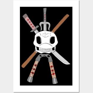 Turtle Skull with Ninja Weapons Posters and Art